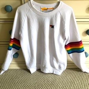 Aviator Nation rainbow stitch, crew sweatshirt